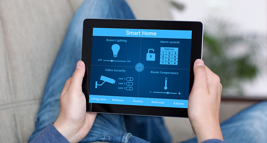 The ability to access and control security components from a mobile device is one of the top smart home trends in Fort Worth. Close-up of smart home security app.